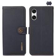 For Sony Xperia 10 VI KHAZNEH Custer Genuine Leather RFID Phone Case(Blue)