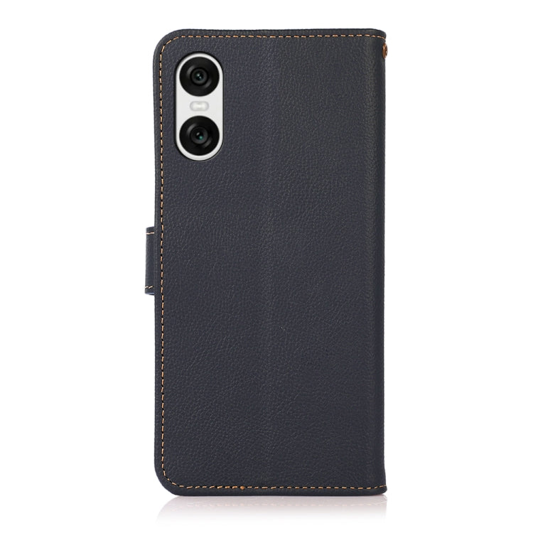 For Sony Xperia 10 VI KHAZNEH Custer Genuine Leather RFID Phone Case(Blue)