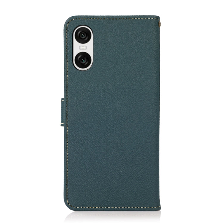 For Sony Xperia 10 VI KHAZNEH Custer Genuine Leather RFID Phone Case(Green)