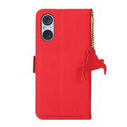 For Sony Xperia 5 V Side-Magnetic TJ Genuine Leather RFID Phone Case(Red)
