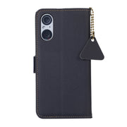 For Sony Xperia 5 V Side-Magnetic TJ Genuine Leather RFID Phone Case(Blue)