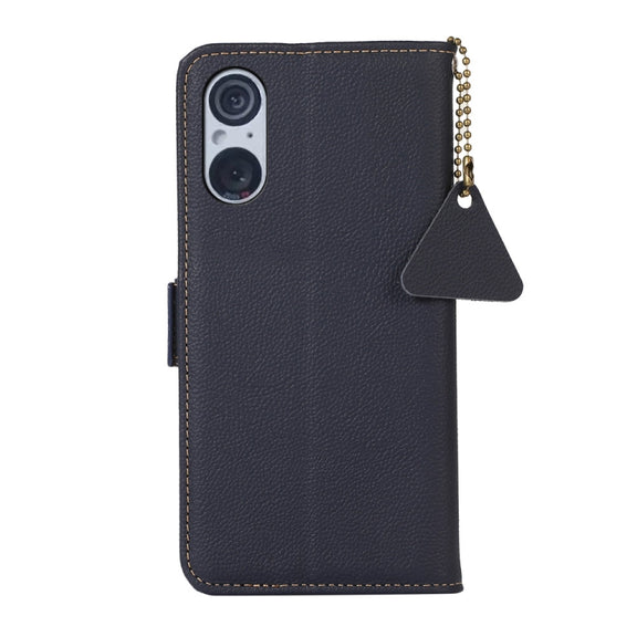 For Sony Xperia 5 V Side-Magnetic TJ Genuine Leather RFID Phone Case(Blue)