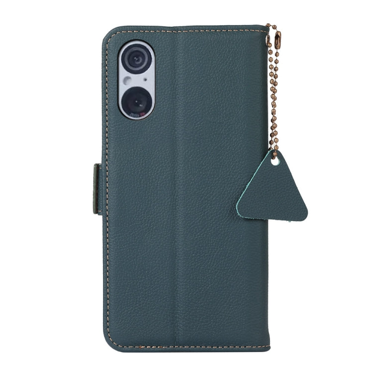 For Sony Xperia 5 V Side-Magnetic TJ Genuine Leather RFID Phone Case(Green)