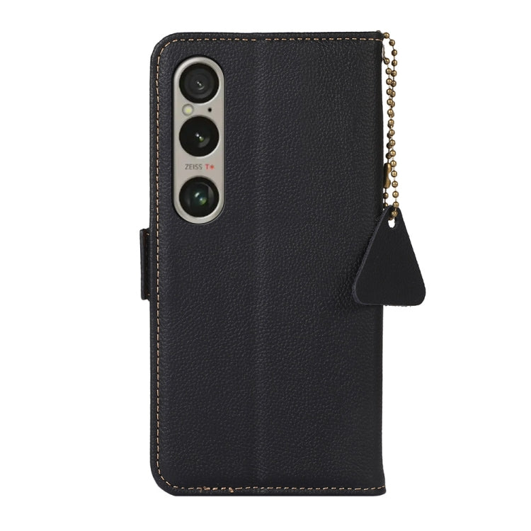 For Sony Xperia 1 VI Side-Magnetic TJ Genuine Leather RFID Phone Case(Black)