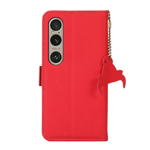 For Sony Xperia 1 VI Side-Magnetic TJ Genuine Leather RFID Phone Case(Red)