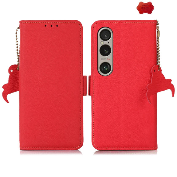 For Sony Xperia 1 VI Side-Magnetic TJ Genuine Leather RFID Phone Case(Red)