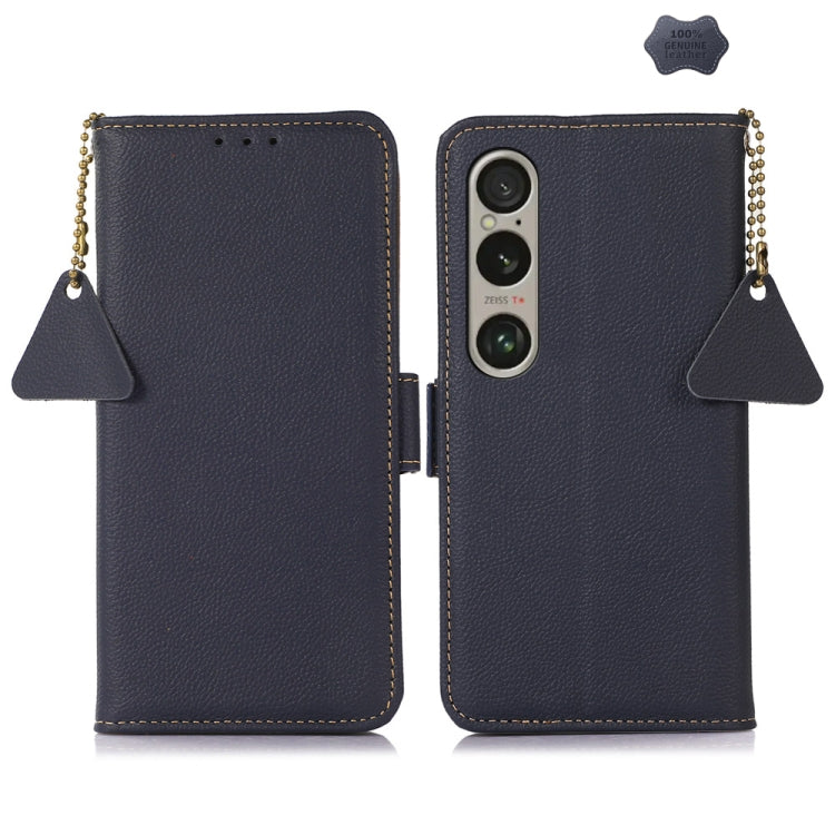 For Sony Xperia 1 VI Side-Magnetic TJ Genuine Leather RFID Phone Case(Blue)