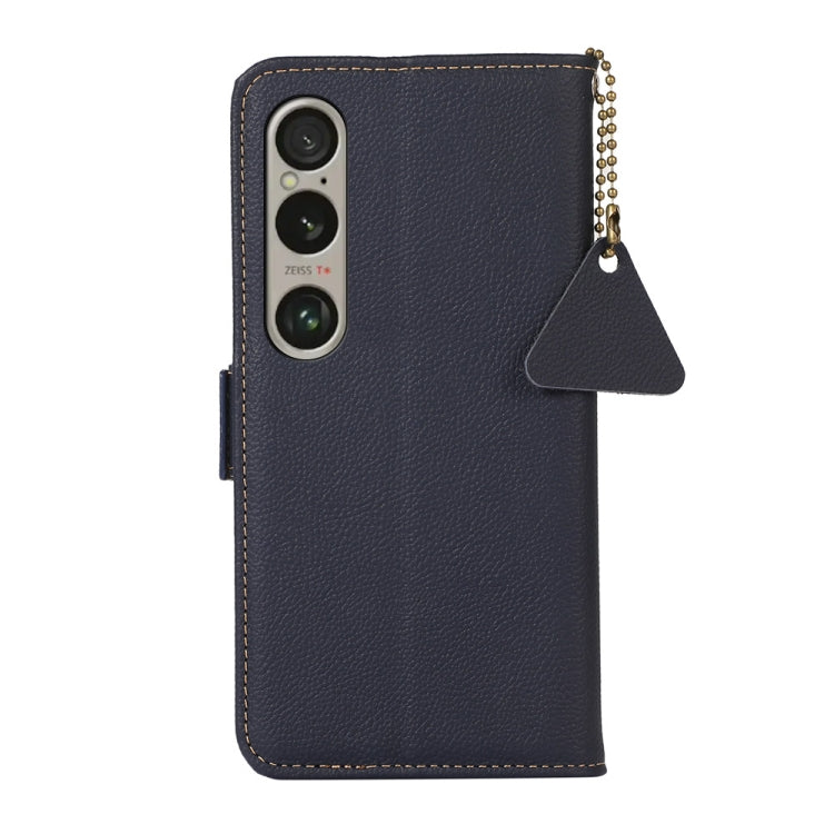 For Sony Xperia 1 VI Side-Magnetic TJ Genuine Leather RFID Phone Case(Blue)