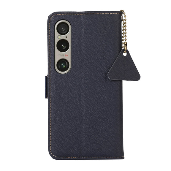 For Sony Xperia 1 VI Side-Magnetic TJ Genuine Leather RFID Phone Case(Blue)