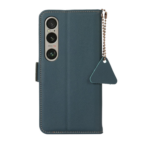 For Sony Xperia 1 VI Side-Magnetic TJ Genuine Leather RFID Phone Case(Green)