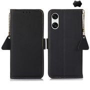 For Sony Xperia 10 VI Side-Magnetic TJ Genuine Leather RFID Phone Case(Black)