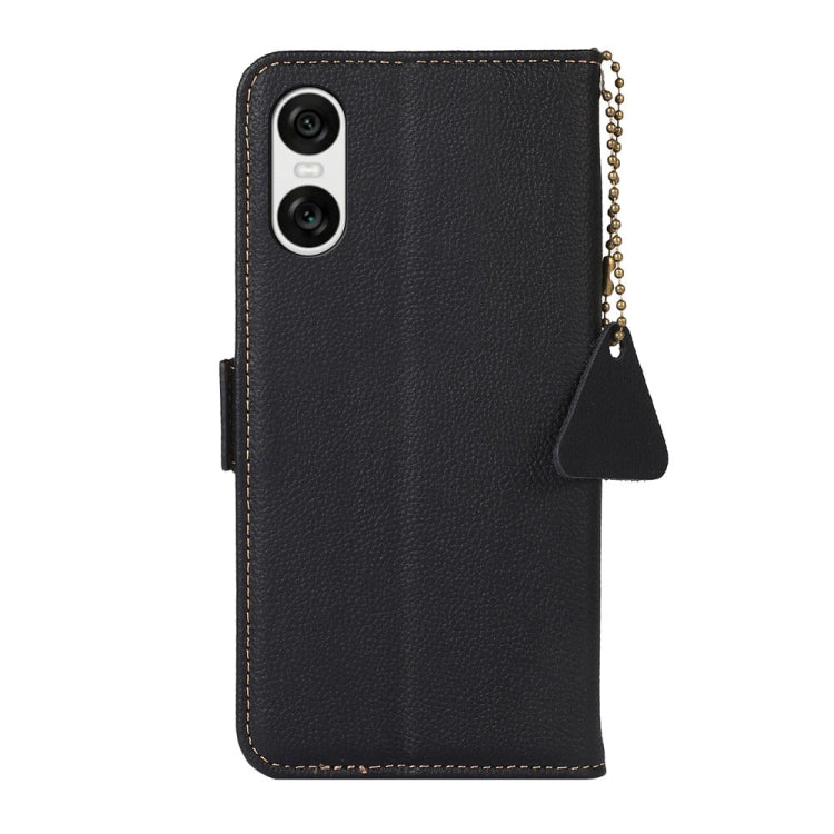 For Sony Xperia 10 VI Side-Magnetic TJ Genuine Leather RFID Phone Case(Black)