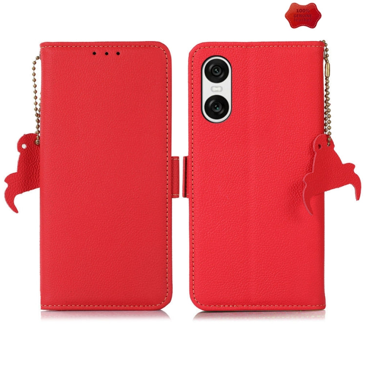 For Sony Xperia 10 VI Side-Magnetic TJ Genuine Leather RFID Phone Case(Red)
