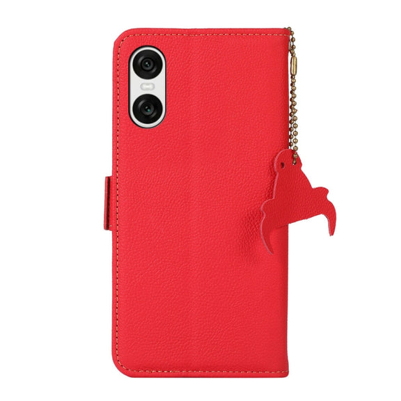 For Sony Xperia 10 VI Side-Magnetic TJ Genuine Leather RFID Phone Case(Red)