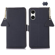 For Sony Xperia 10 VI Side-Magnetic TJ Genuine Leather RFID Phone Case(Blue)