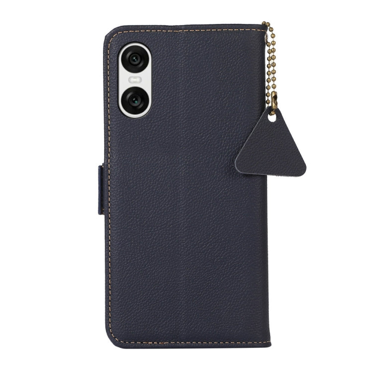 For Sony Xperia 10 VI Side-Magnetic TJ Genuine Leather RFID Phone Case(Blue)