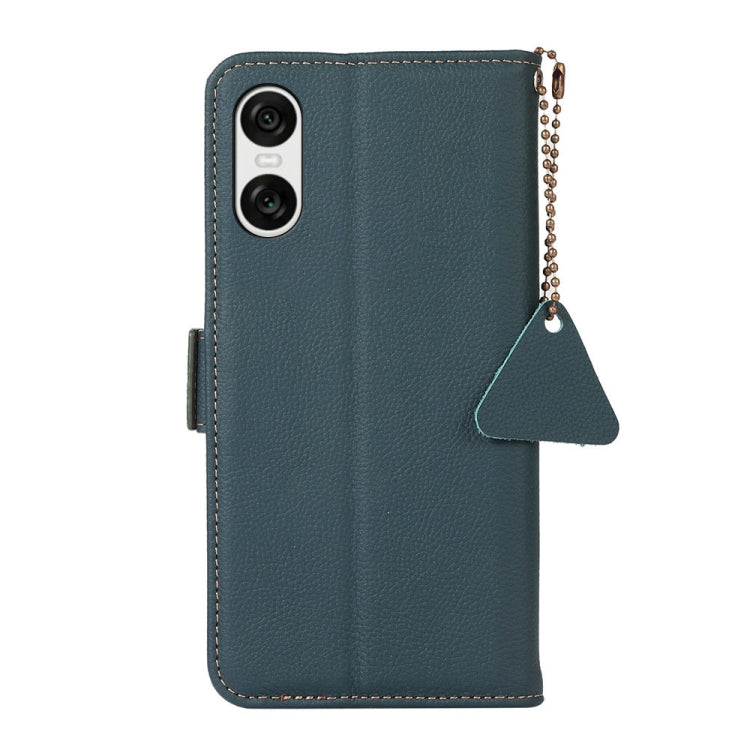 For Sony Xperia 10 VI Side-Magnetic TJ Genuine Leather RFID Phone Case(Green)