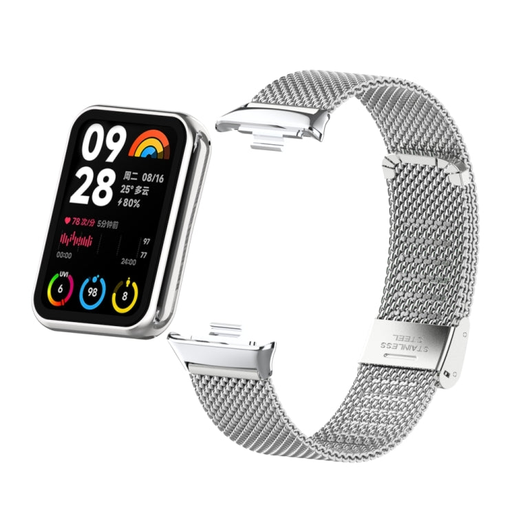For Xiaomi Mi Band 8 Pro 18mm Steel Mesh Buckle Metal Watch Band(Silver)