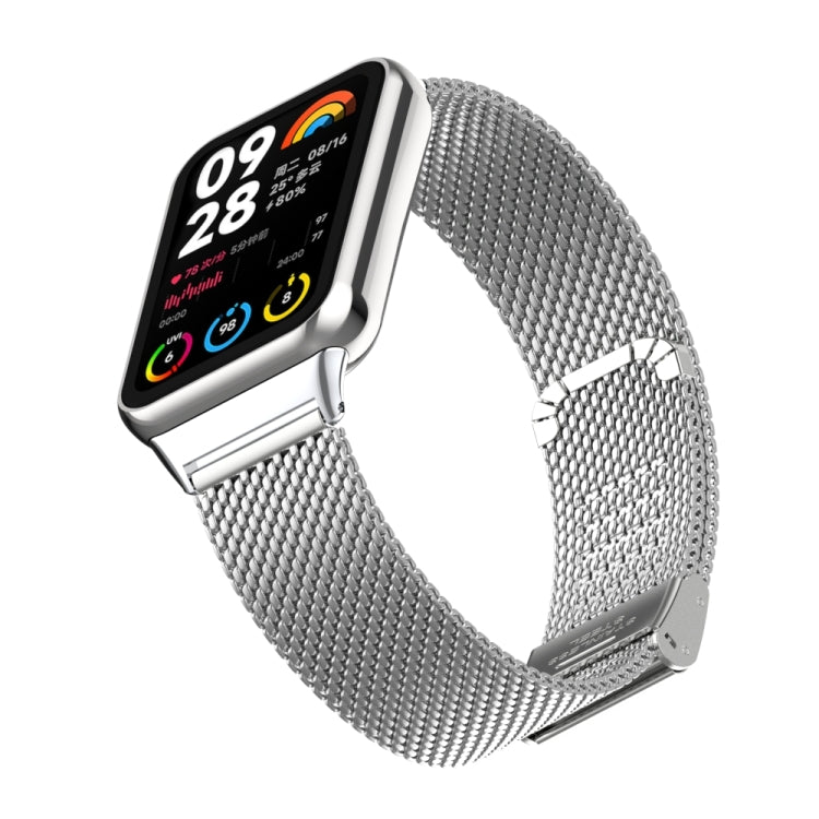 For Xiaomi Mi Band 8 Pro 18mm Steel Mesh Buckle Metal Watch Band(Silver)