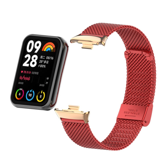 For Xiaomi Smart Band 9 Pro / 8 Pro 18mm Steel Mesh Buckle Metal Watch Band(Red)