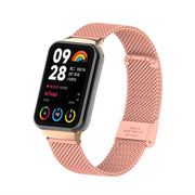 For Xiaomi Smart Band 9 Pro / 8 Pro 18mm Steel Mesh Buckle Metal Watch Band(Bright Pink)
