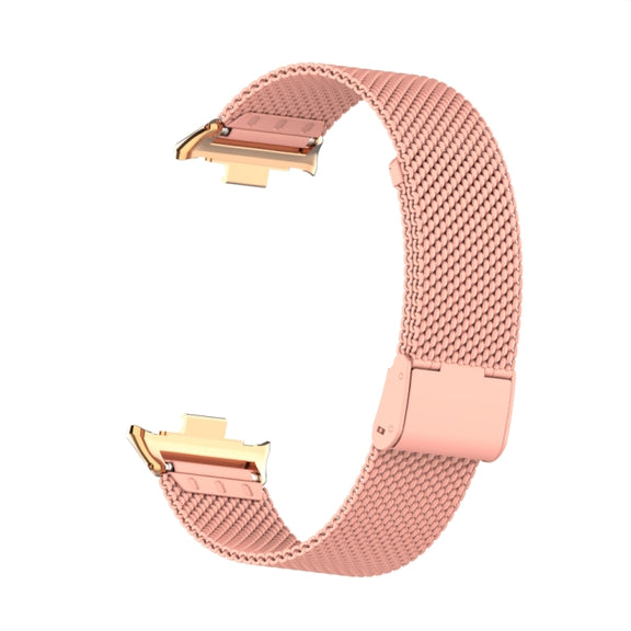 For Xiaomi Smart Band 9 Pro / 8 Pro 18mm Steel Mesh Buckle Metal Watch Band(Bright Pink)