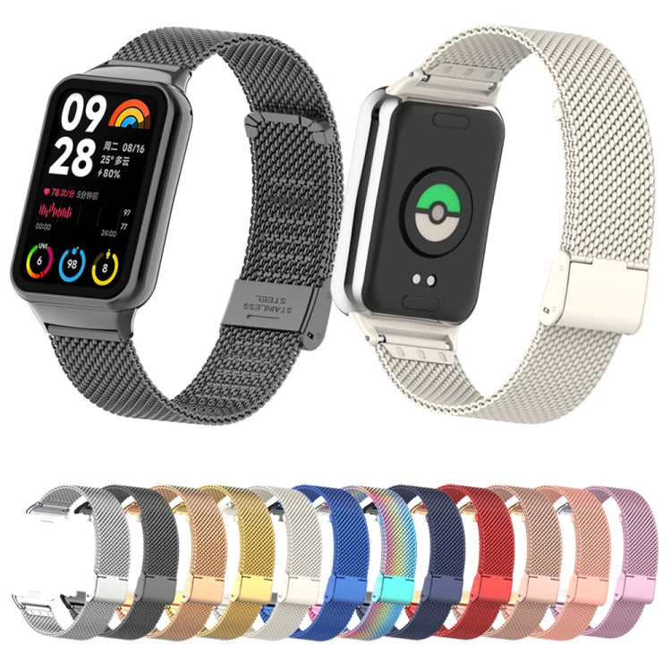 For Xiaomi Mi Band 8 Pro 18mm Steel Mesh Buckle Metal Watch Band(Silver)