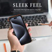 For iPhone 15 Pro R-JUST Ironwood Generation Metal Hybrid Wood Phone Case