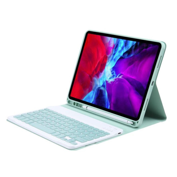 C-11B For iPad Air 4 / Air 5 / Pro 11 inch 2022 / 2021 / 2020 / 2018 Detachable ABS Candy Color Bluetooth Keyboard Tablet Case with Stand & Pen Slot(Green)