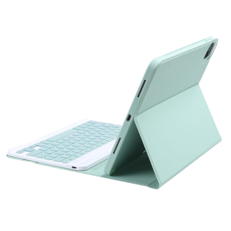 C-11B For iPad Air 4 / Air 5 / Pro 11 inch 2022 / 2021 / 2020 / 2018 Detachable ABS Candy Color Bluetooth Keyboard Tablet Case with Stand & Pen Slot(Green)