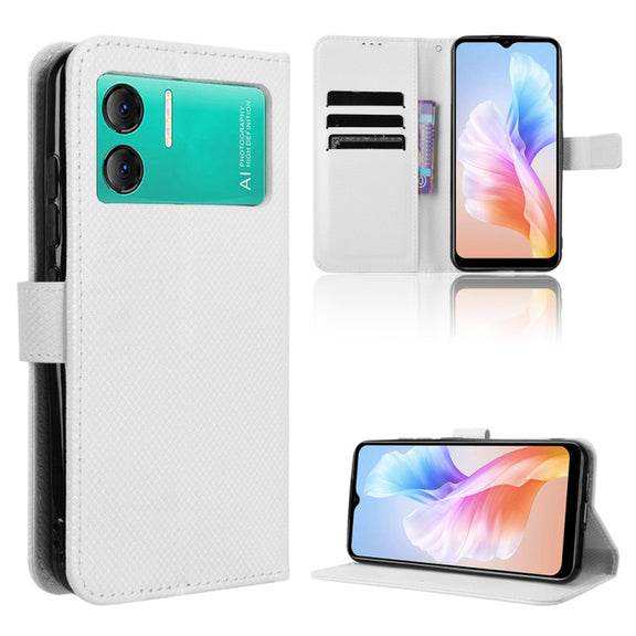 For Doogee X98 Diamond Texture Leather Phone Case(White)