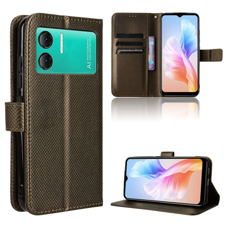 For Doogee X98 Diamond Texture Leather Phone Case(Brown)