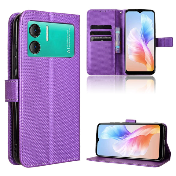 For Doogee X98 Diamond Texture Leather Phone Case(Purple)