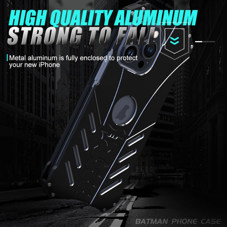 For iPhone 16 Pro R-JUST Batman Hollow Metal Phone Protective Case(Black)