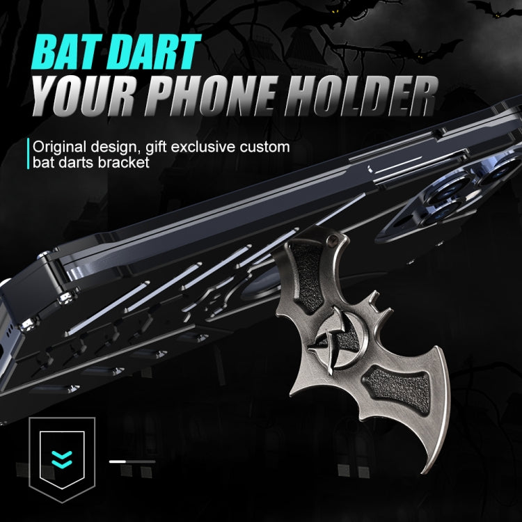 For iPhone 16 Pro R-JUST Batman Hollow Metal Phone Protective Case(Black)