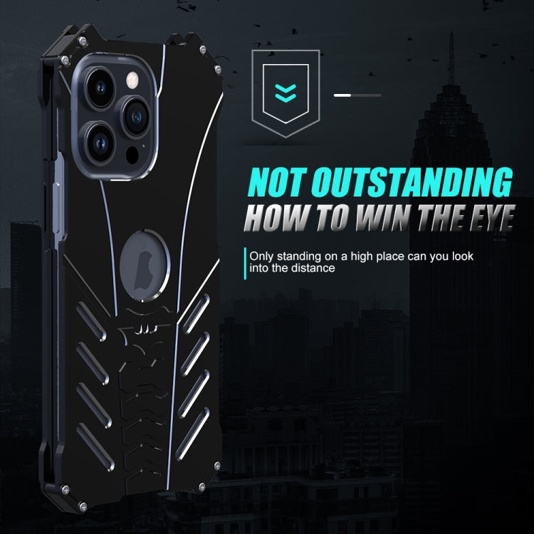 For iPhone 16 Pro Max R-JUST Batman Hollow Metal Phone Protective Case(Black)