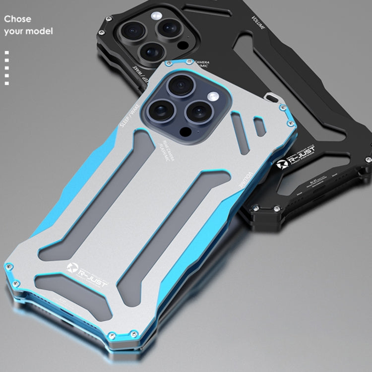 For iPhone 15 Pro R-JUST RJ17 Shockproof Armor Metal Phone Case(Blue)