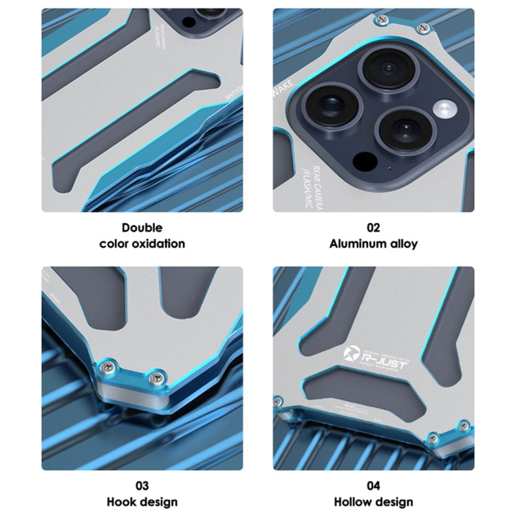 For iPhone 15 Pro R-JUST RJ17 Shockproof Armor Metal Phone Case(Blue)