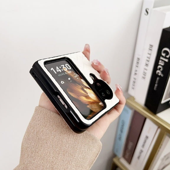 For OPPO Find N3 Flip Woven Texture Shockproof Phone Case(Black)
