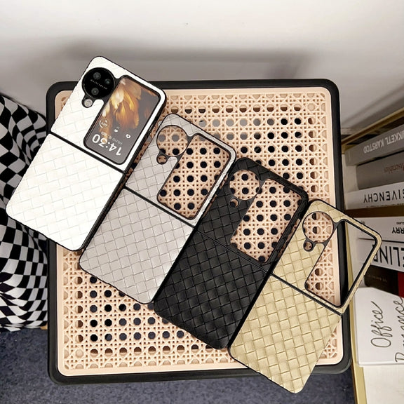 For OPPO Find N3 Flip Woven Texture Shockproof Phone Case(Black)