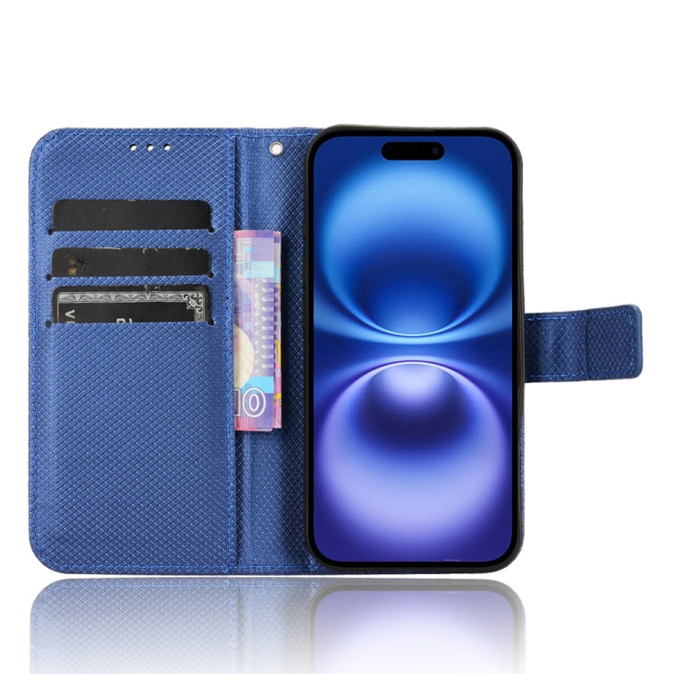 For iPhone 16 Plus Diamond Texture Leather Phone Case(Blue)