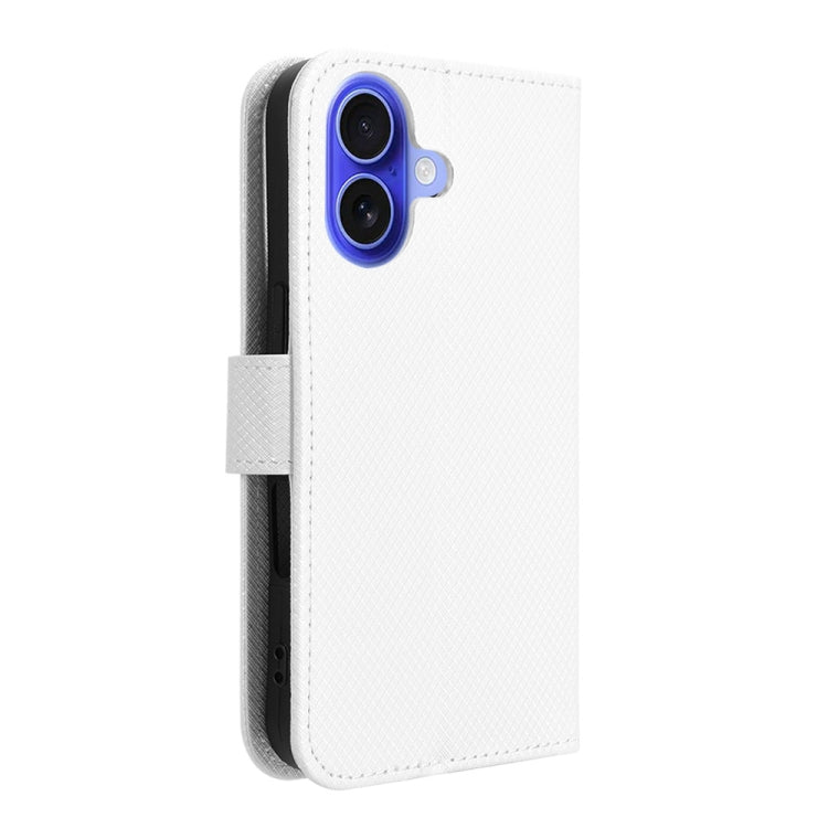 For iPhone 16 Diamond Texture Leather Phone Case(White)