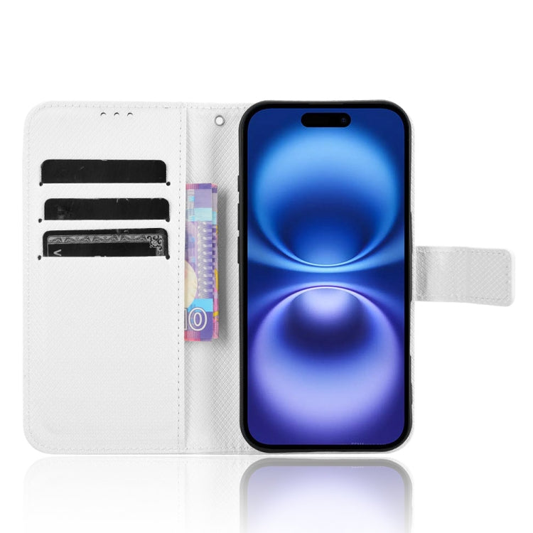For iPhone 16 Diamond Texture Leather Phone Case(White)
