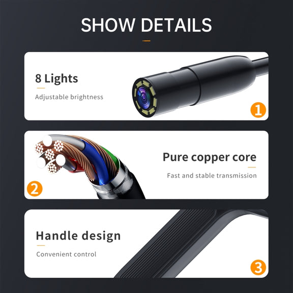 P200 8mm Front Lenses Detachable Industrial Pipeline Endoscope with 4.3 inch Screen, Spec:100m Tube