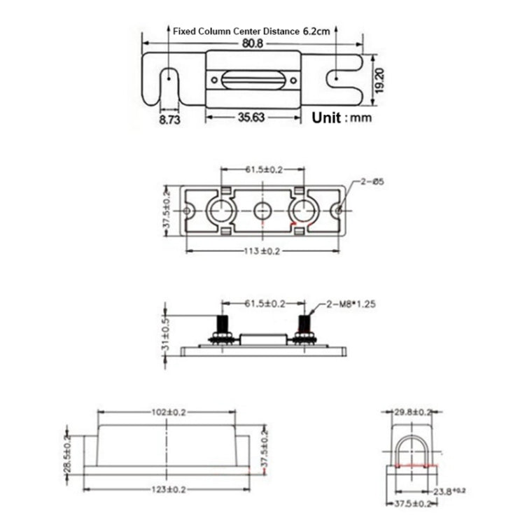 3 in 1 ANL Car Audio Modified Fuse Holder with 200A Fuse, Current:400A