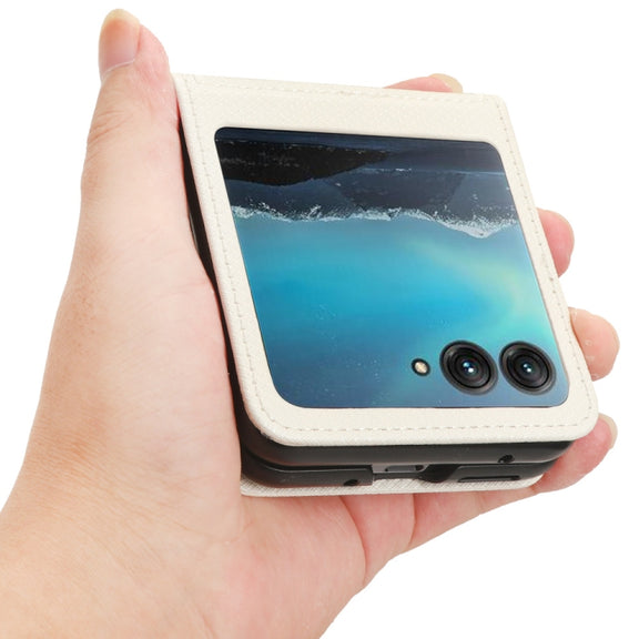 For Motorola Razr 40 Ultra Diamond Texture Leather Phone Case(White)