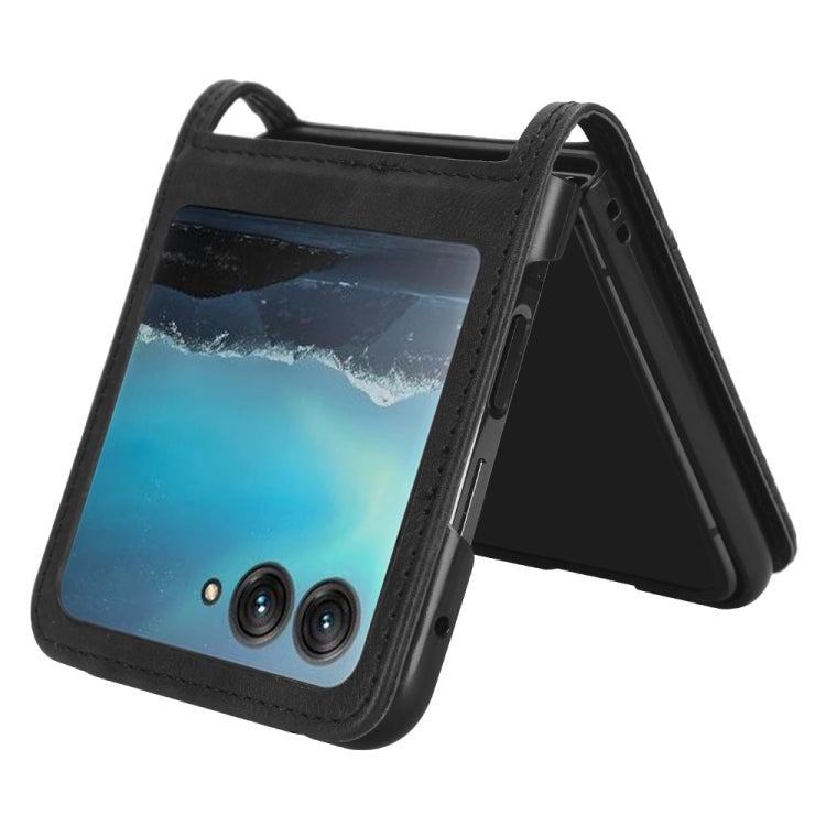 For Motorola Razr 40 Ultra Retro Texture Leather Phone Case(Black)