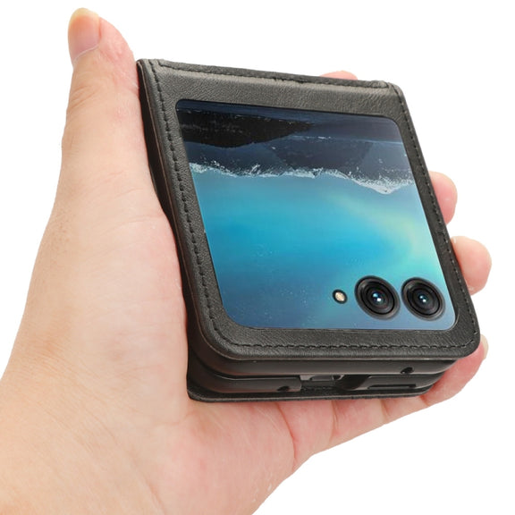 For Motorola Razr 40 Ultra Retro Texture Leather Phone Case(Black)
