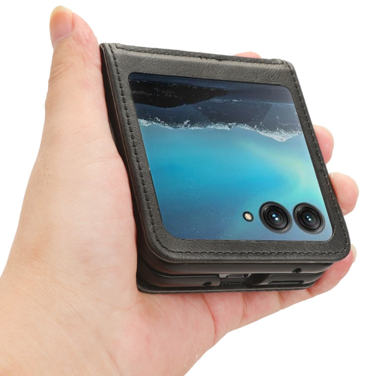 For Motorola Razr 40 Ultra Retro Texture Leather Phone Case(Black)