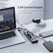 ORICO BT2U3-7AB-GY-BP 7 Ports USB 3.0 HUB with Individual Switches(EU Plug)